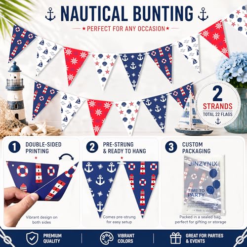 Nautical Garland Banner for Baby Shower Birthday Party Decorations