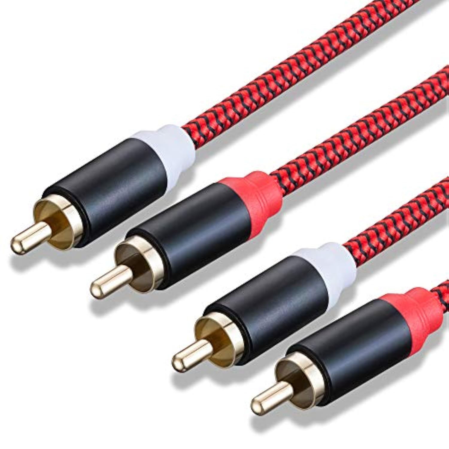 Rca Cable 3Ft,2Rca Male To 2-Rca Male Audio Stereo Subwoofer Cable [Hi-Fi Sound] Nylon-Braided Auxiliary Audio Cord For Home Theater, Hdtv, Amplifiers, Hi-Fi Systems,Speakers And Etc(3Ft/1M)