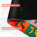 Geometric Bow Desk Mat For Keyboard And Mouse,Cute Xxl Large Mouse Pad,35.4X15.7In Non-Slip Keyboard Pad Waterproof Girly Desktop Mat For Laptop Computer Work Game Home Office-Checkered Bow