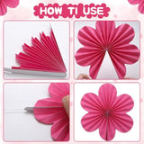 12 Pcs Paper Flowers Fans Pink And Orange Party Decorations Paper Flowers Decorations For Wall Girl Groovy Birthday Baby Shower Wedding Bachelorette Room Hanging Décor