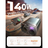 Car Cigarette Lighter Splitter, Metal 90W Dual Cigarette Lighter Adapter Metal With Pd30W Retractable Car Charger, Led Voltage12V/24V Car Charger Splitter For Iphone 16, Gps, Dashcam