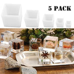 Resin Casting Molding Square Resin Mold Cube Silicone Molds For Diy Craft Making Silicone Clear Casting Molds (5Size)
