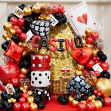 Casino Balloon Arch Kit – 154Pcs Casino Theme Party Decorations With Red Black Gold Balloons, Dice & Poker Foil Balloons For Vegas Night, Poker Party, Casino Birthday Or Bachelorette Decorations