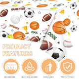 3 Pack Sports Birthday Party Decorations Sports Table Cloth Soccer Basketball Baseball Football Tablecloths For All Star Sports Themed Party Decorations, 54 X 108 Inch