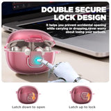 Double Security Lock Case for SHOKZ OpenDots ONE Open-Ear Headphones with Keychain & Cleaning Kit, Shockproof Clear TPU Protective Cover for SHOKZ OpenDots ONE Clip-On Earbuds Charging Case (Clear Pink)