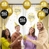 Happy Anniversary Balloons 18Pcs Black Gold Anniversary Party Decorations For Women Men Gold Silver 12Inch Metallic Confetti Anniversary Balloons For Indoor Outdoor Party Supplies