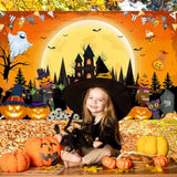 Happy Halloween Trick or Treat Banner 6x3.6ft Orange Outdoor Kids Party Decor