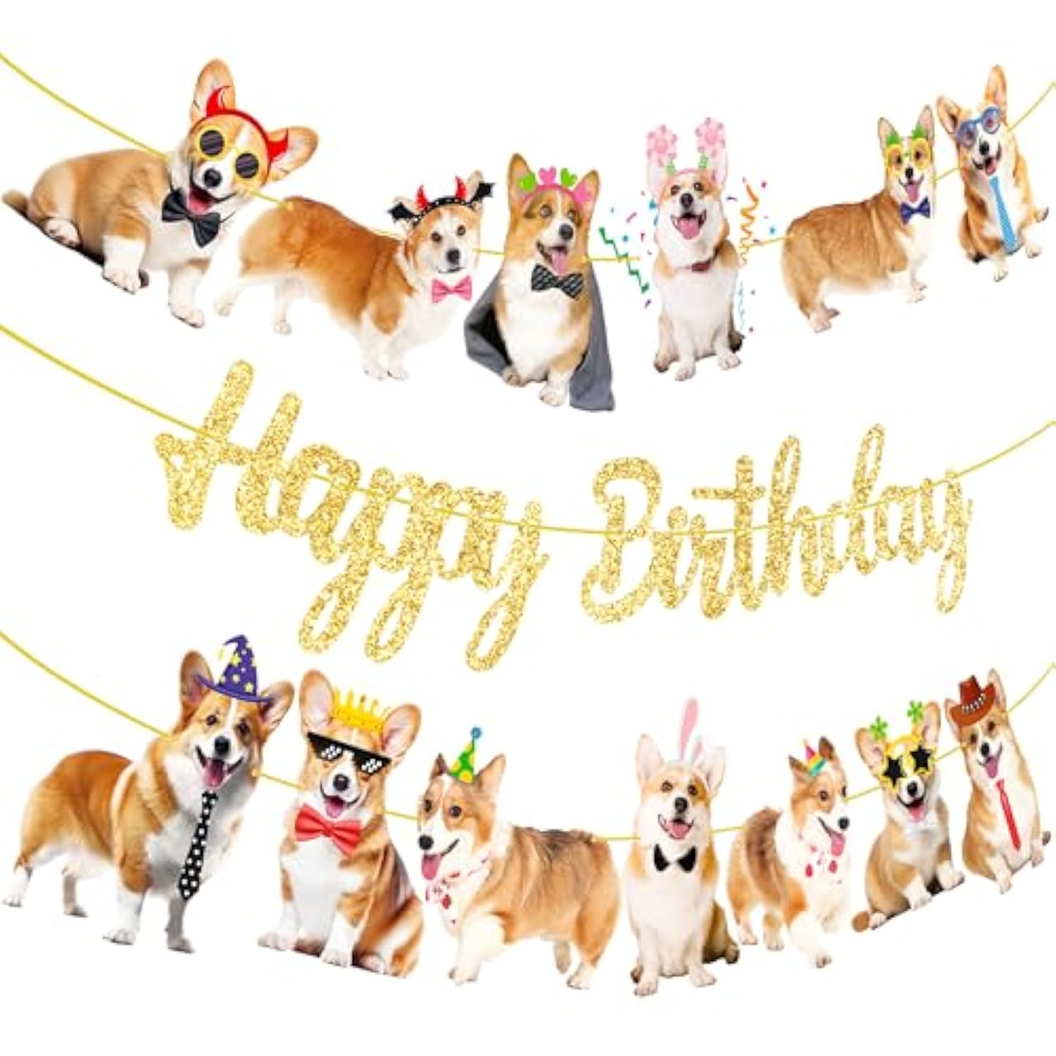 Corgi Birthday Party Banners 3Pcs Corgi Birthday Decorations Dog Banner Dog Party Decorations For Pet Puppy Baby Shower Supplies