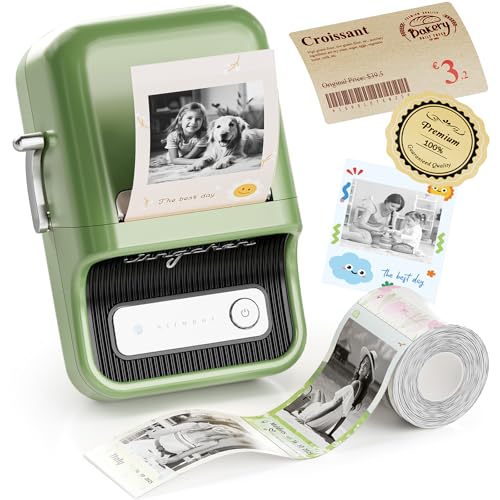 B21 Pro Sticker Printer, 300Dpi, Fun App, Portable Inkless Label Printer, Bluetooth Sticker Maker For Diy Crafts, Notes, Scrapbook, Photo, Custom Labels & Gifts,Home Organization (Green)