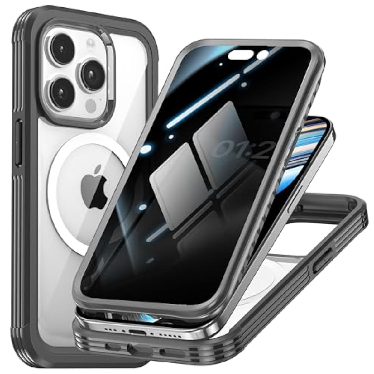 Magnetic Case For Iphone 15 Pro Max With Privacy Screen Protector [Military Grade Protection] [Compatible With Magsafe] Anti Peep Soft Edge Double Sided Tempered Glass Mag-Safe Shockproof Privacy Case