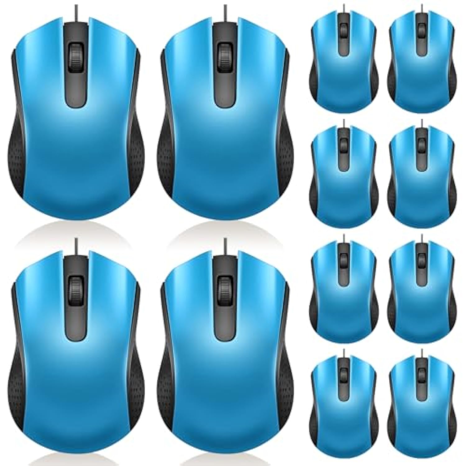 12 Pcs Wired Computer Mouse Bulk Cord Usb Computer Mice Ergonomic Wired Mouse For Pcs, Computers, Laptops, Gaming Office Home Supplies (Light Blue)