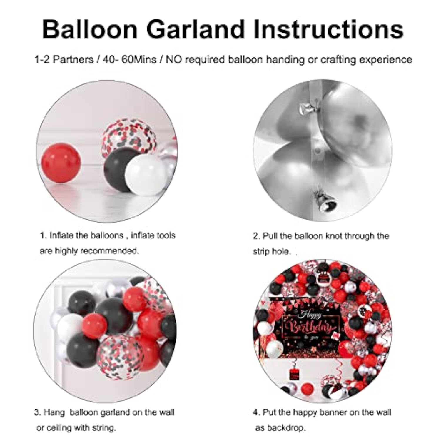 Red And Black Birthday Decorations, Red Black White Silver Balloons Ar