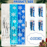 Frozen Birthday Party Decorations 2 Pack Christmas Foil Fringe Curtains 3.3 X 6.6ft Silver Blue Snowflake Tinsel Streamers Photo Backdrop for Christmas Winter Wonderland Decorations