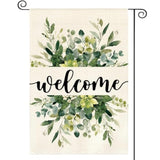 Spring Summer Floral Welcome Garden Flag 12X18 Inch Double Sided Outside, Eucalyptus Seasonal Farmhouse Yard Outdoor Flag
