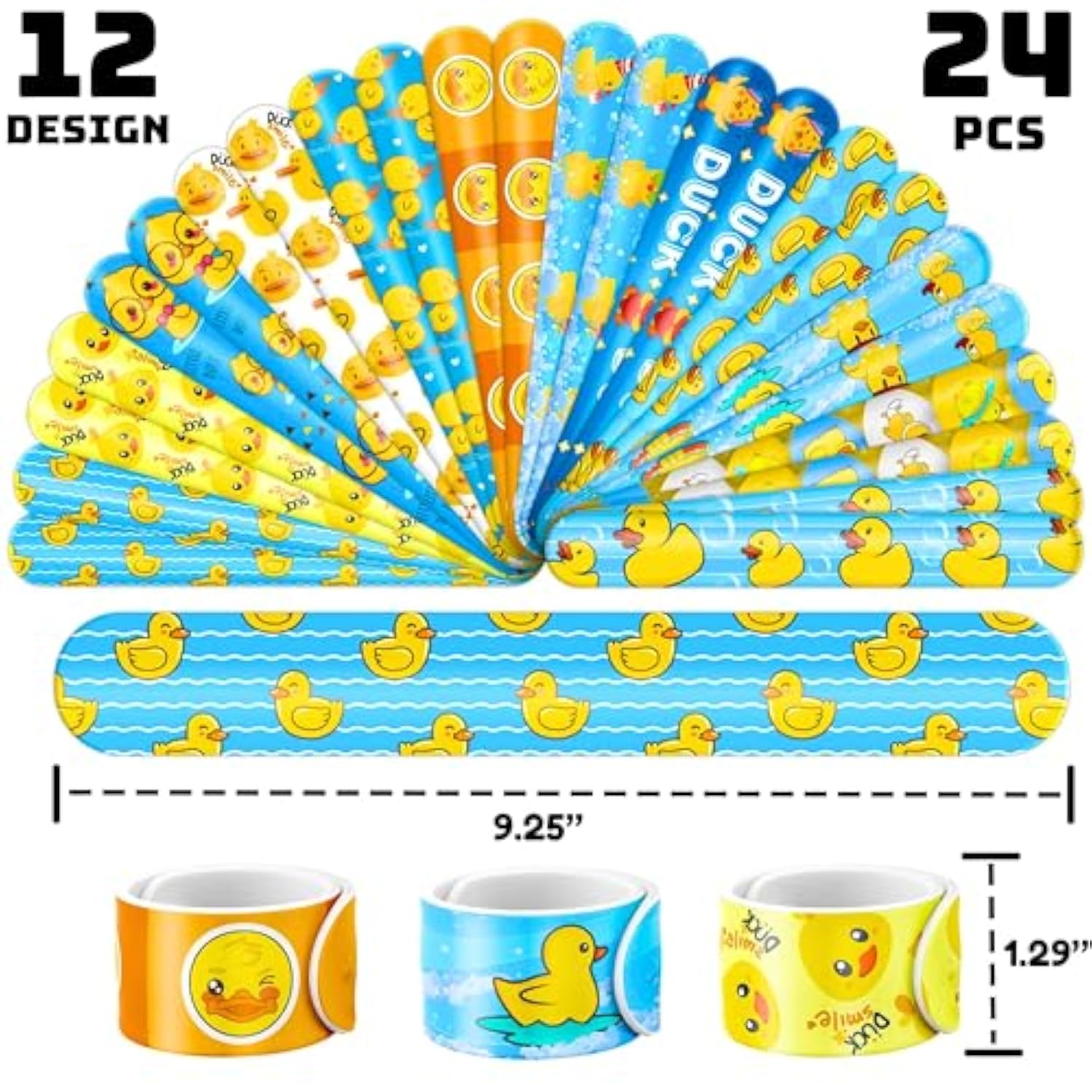 48Pcs Duck Party Favors - 24Pcs Temporary Tattoos & 24Pcs Slap Bracelets - Cute Birthday Party Supplies, Decorations, Baby Shower Gifts, Classroom Prizes, And Rewards For Boys & Girls