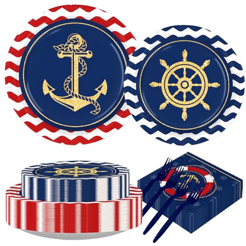 200Pcs Nautical Anchor Party Supplies for Baby Shower, Serves 50