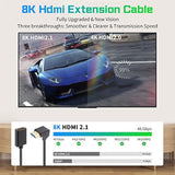 8K 90 Degree Hdmi Extension Cable 48Gbps, Hdmi 2.1 Cable, Extremely Thin Down