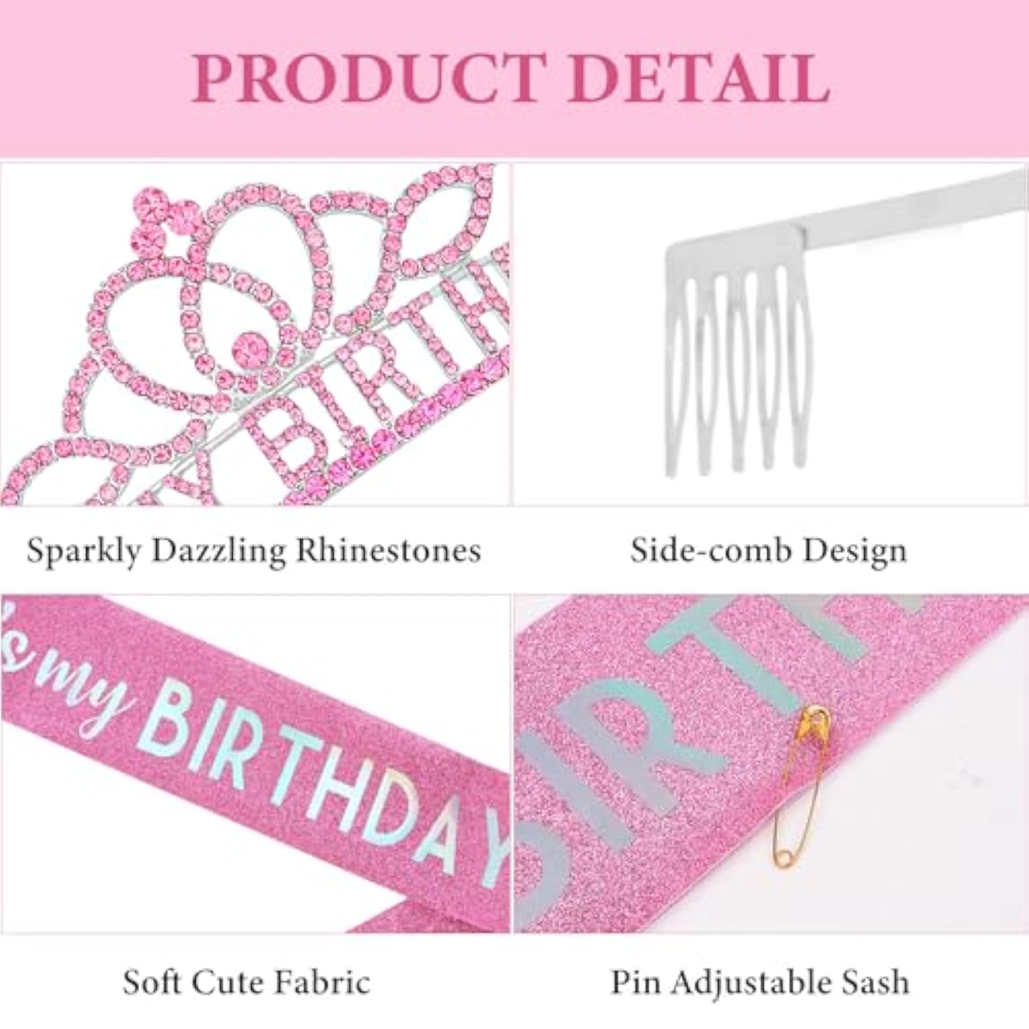 Birthday Crowns For Women - Its My Birthday Sash And Crown Set For Adult Women - Party Decorations And Gifts (Pink)