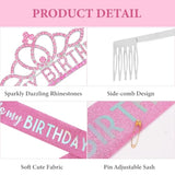 Birthday Crowns For Women - Its My Birthday Sash And Crown Set For Adult Women - Party Decorations And Gifts (Pink)
