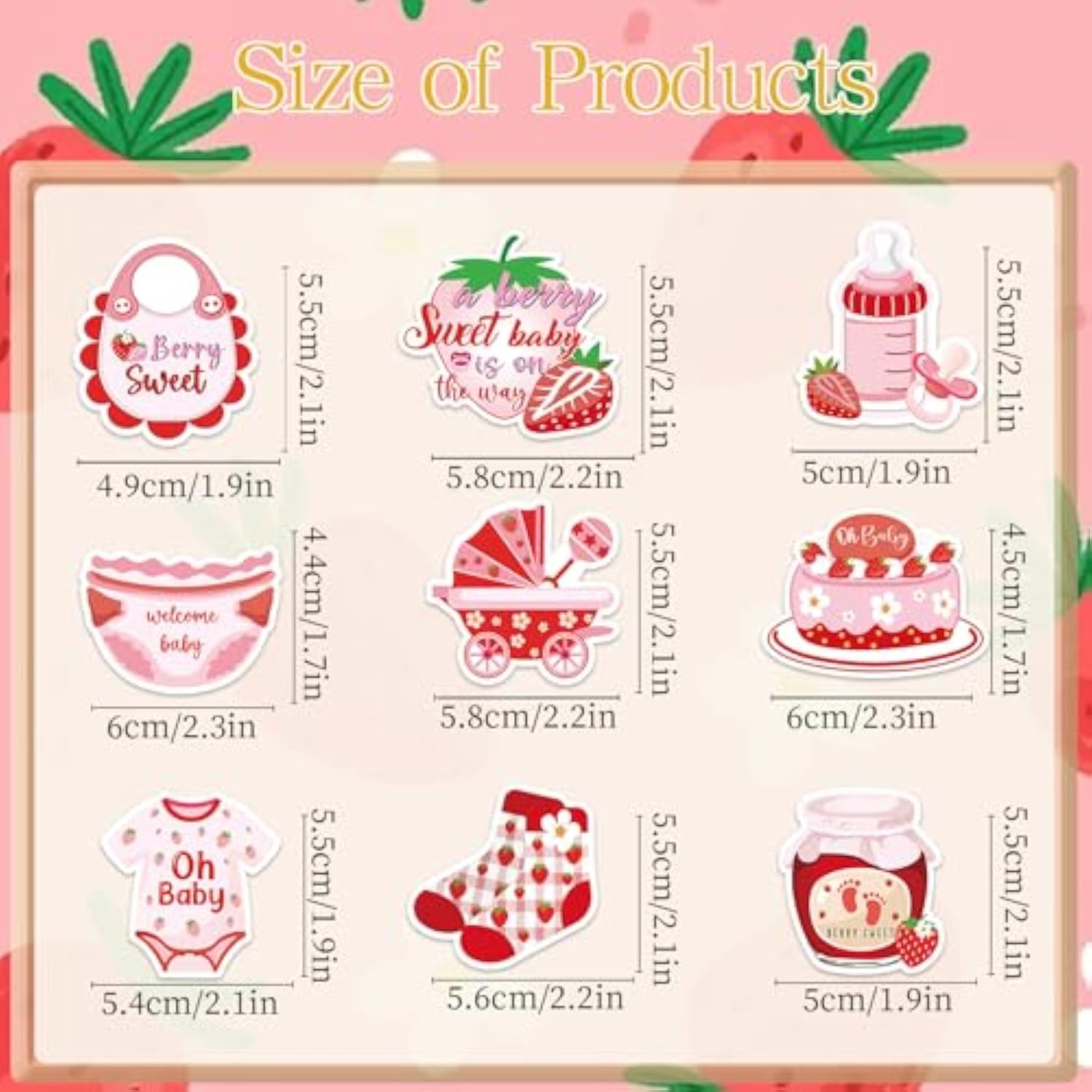 Strawberry Baby Shower Cupcake Toppers Decorations, 36Pcs A Berry Sweet Baby Is On The Way Decoration, Gender Reveal Decor For Baby Girl