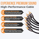 Pro 100% Ofc Copper 6 Channel 15 Ft Rca Audio Interconnect Stereo Cable With T