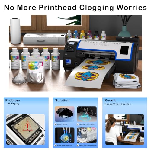 Auto-Maintenance M1630 Pro Dtf Bundle With Roll Feeder,White Ink Circulation For Diy T Shirt Printing,Doubled Speed Over L1800,L805 Dtf Printer Machine(Printer+Oven+Laptop+Consumables)