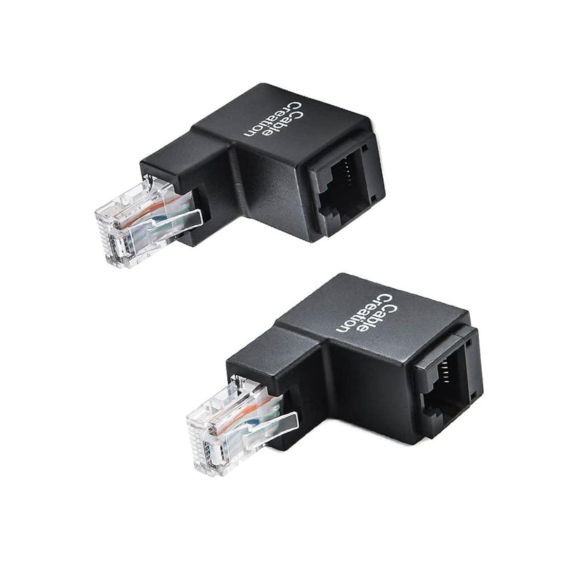 2 Pack Ethernet Adapter, CableCreation Cat5e/Cat6 Up Angle Ethernet Adapter, 9