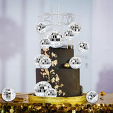 31Pc Disco Ball Cake Toppers & Happy Birthday Pick for 1970s Theme Party Decor