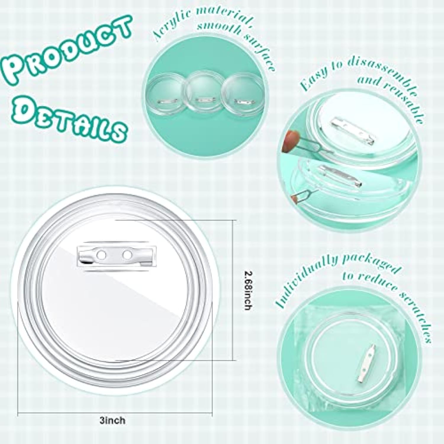 3 Inch Button Maker Diy Button Pins Acrylic Button Pin Badge Clear Cra