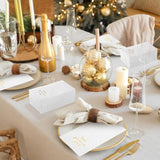 100 Pack Christmas Paper Napkins 4.38'' X 7.88'' Joy Peace Love Disposable White Decorative Table Napkin For New Year Winter Dinner Merry Christmas Holiday Xmas Decor Party Supplies Golden White