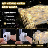 100Pcs Light Up Wands For Wedding, Wedding Wands Streamers With 3 Colorful Flashing Modes, Fairy Wands, Led Silk Fairy Wand With Bells For Wedding, New Year, Thanksgiving, Concert