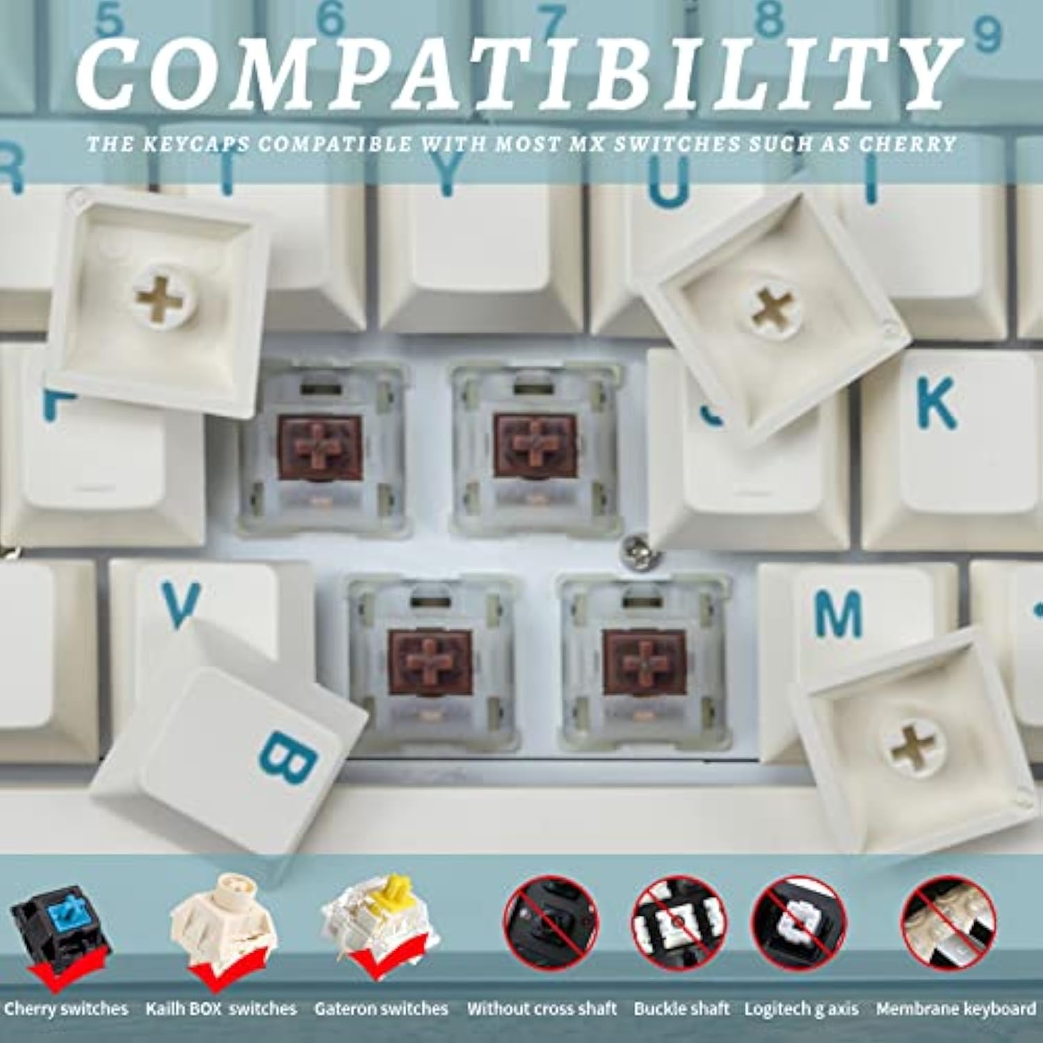 Keycaps, Pbt Keycap,Dye-Sublimation Custom Keycaps Cherry Profile 104 Key Set