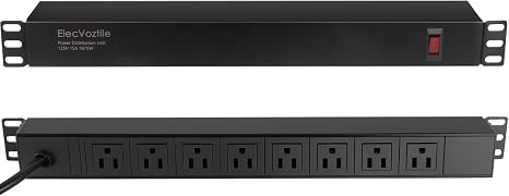 8 Outlet Rack Mount PDU Power Strip 15A 1875W 6FT 14AWG Cord