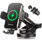 Wireless Car Charger With Phone Holder Mount, 15W Fast Charging Auto Clamping Phone Holders For You Car Windshield Dashboard Air Vent Accessories For Iphone, Samsung Galaxy, Google, Etc