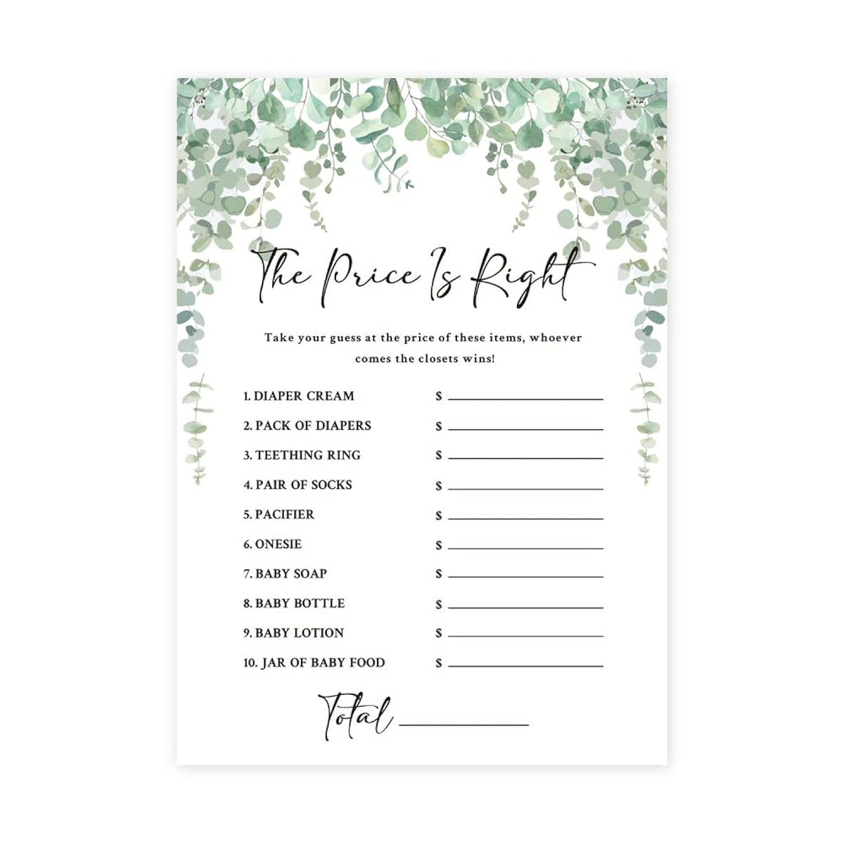 Baby Shower Games Price Is Right, Jungle Games Card, Gender Reveal Party Supplies, Baby Shower Party Supplies, Guess The Price - Set Of 30