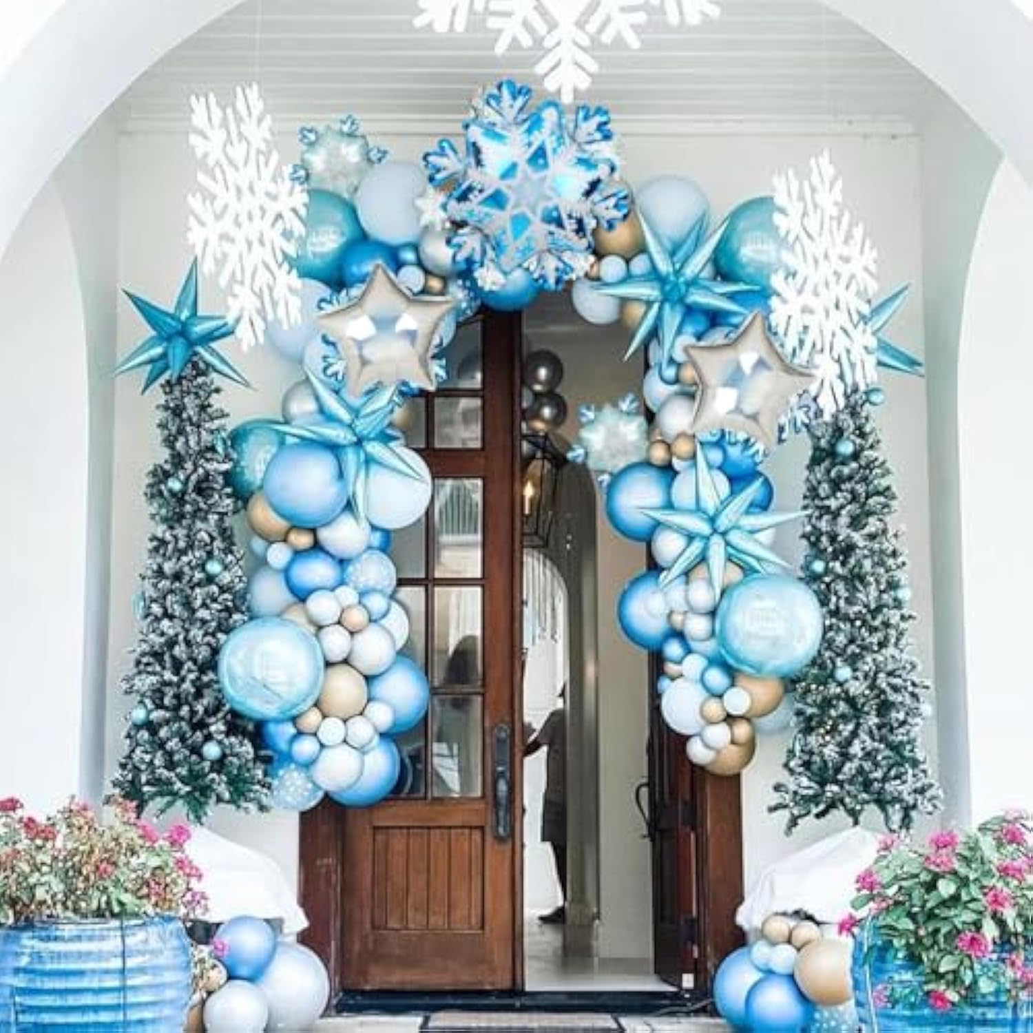 Snowflake Star Shapes Winter Holiday Theme Birthday Party Mylar Foil Christmas Decor Balloons