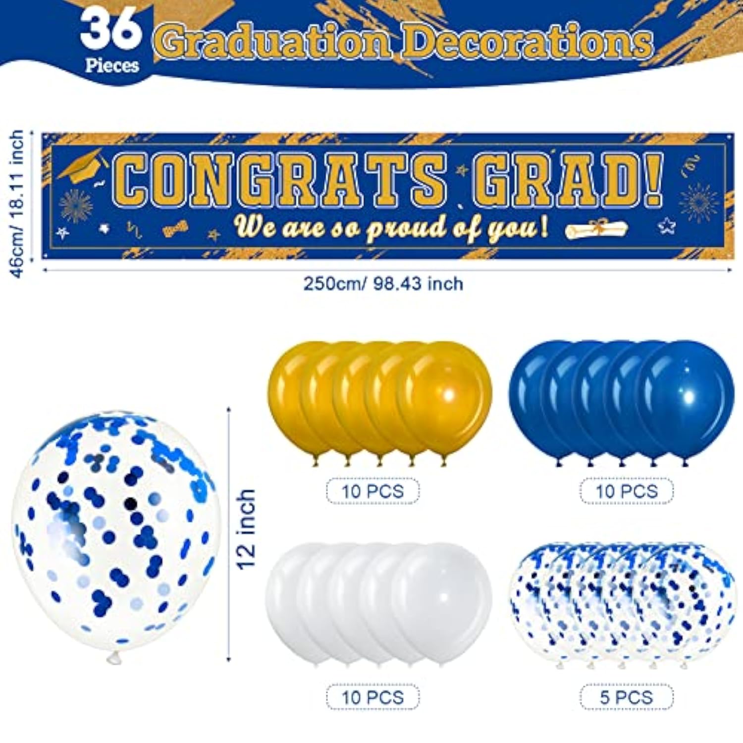 36 Pieces Class Of 2025 Graduation Party Decorations Banner, Large Congrats Grad Banner With 35 Pieces Balloons 2025 Yard Signs For High School College Graduation Party Supplies(Purple)