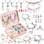 Charm Bracelet Making Kit -120Pcs Diy Jewelry Making Kit, Mermaid Gifts For Girls Toys Crafts For Teen Girls Ages 5 6 7 8-12, With Portable Bracelet Organizer Box