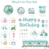 201 Pieces Ocean Party Decorations, All-In-One Sea Turtle Birthday Party Pack, Includes Banner, Plates, Tablecloth, Cake Toppers, Balloons, Under The Sea Decorations For 25 Guests