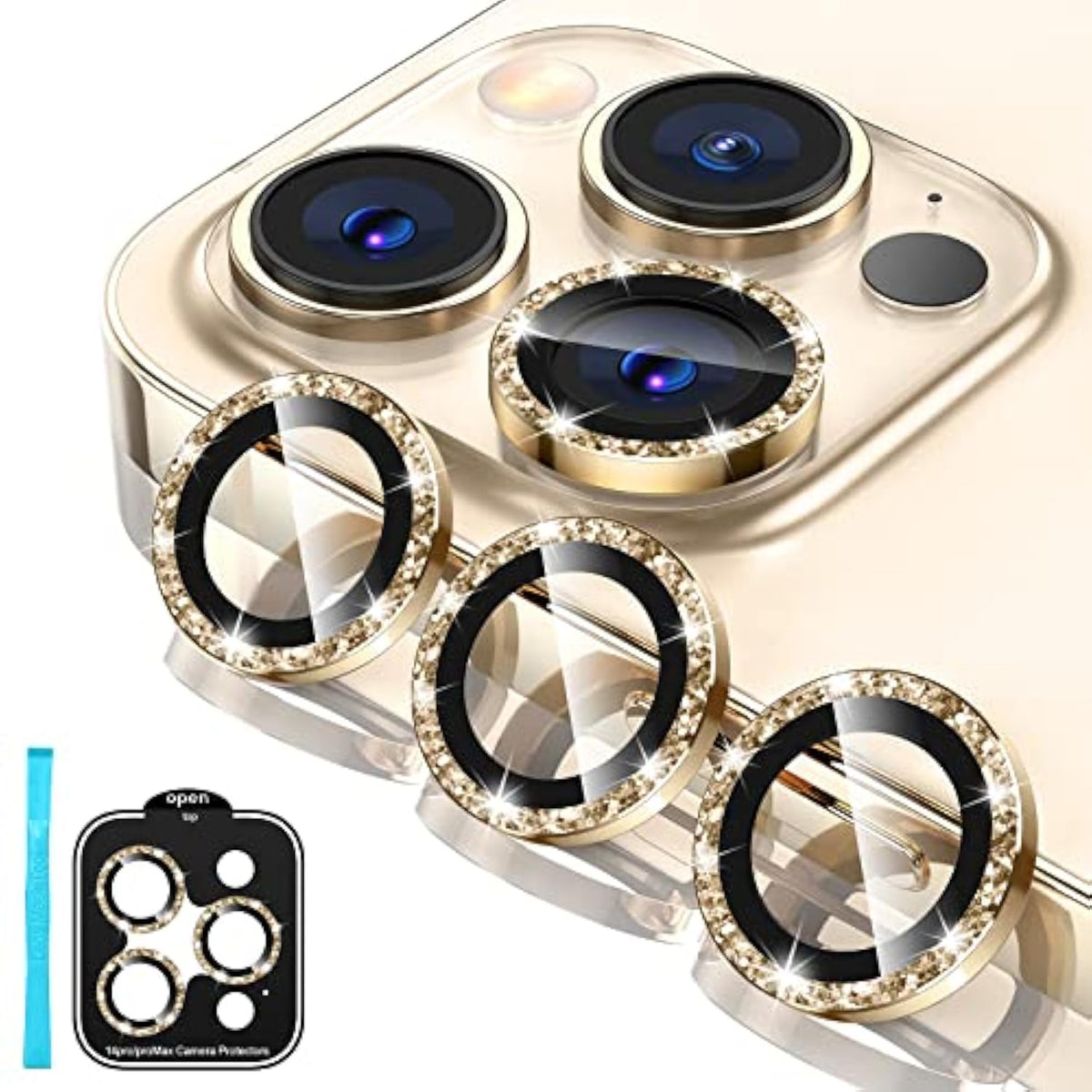 For Iphone 14 Pro / Iphone 14 Pro Max Camera Lens Protector, 9H Tempered Glass Camera Cover Screen Protector Metal Individual Ring Protector For Iphone 14Pro 6.1 Inch Iphone 14 Promax 6.7 Inch