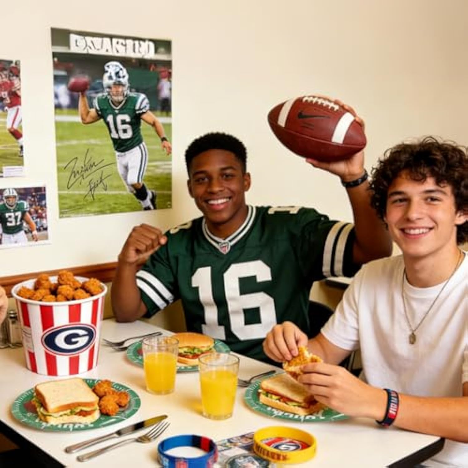 96Pcs Football Paper Plates And Napkins And Cups - Football Sport Party Supplies Football Birthday Party Decorations Celebratory Banquet Touch Down, Serves 24
