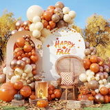Fall Balloon Arch Kit Burnt Orange Nude Brown Gold Balloons for Autumn Thanksgiving Party