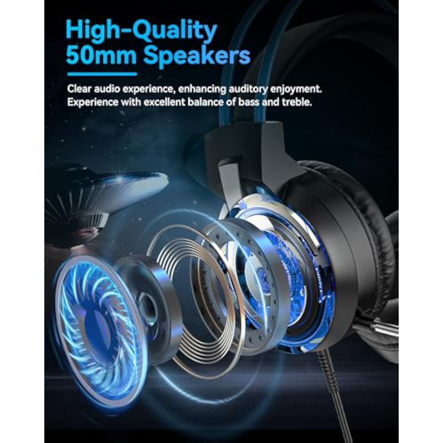 Pc Gaming Headset - Gaming Headphones With Mic (Noise Cancelling) 50Mm Dynamic Drivers Surround Sound, Over-Ear Pc Headphones Lightweight 3.5Mm Wired Computer Headset For Laptop/Ps4/Ps5/Xbox/Switch