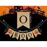 Halloween Burlap Banner with Glitter Pumpkin Boo Bunting Flag Rustic Garland for Party Decor