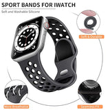 Soft Silicone Breathable Sport Bands for Apple Watch 42-49mm Black