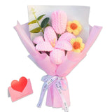Crochet Flowers Bouquet, Knitted Llies Flower Bouquet, Artificial Flowers Completed Handmade Tulip For Home Decoration And Valentine'S Day Mother'S Day Birthday Wedding Gift (Pink)