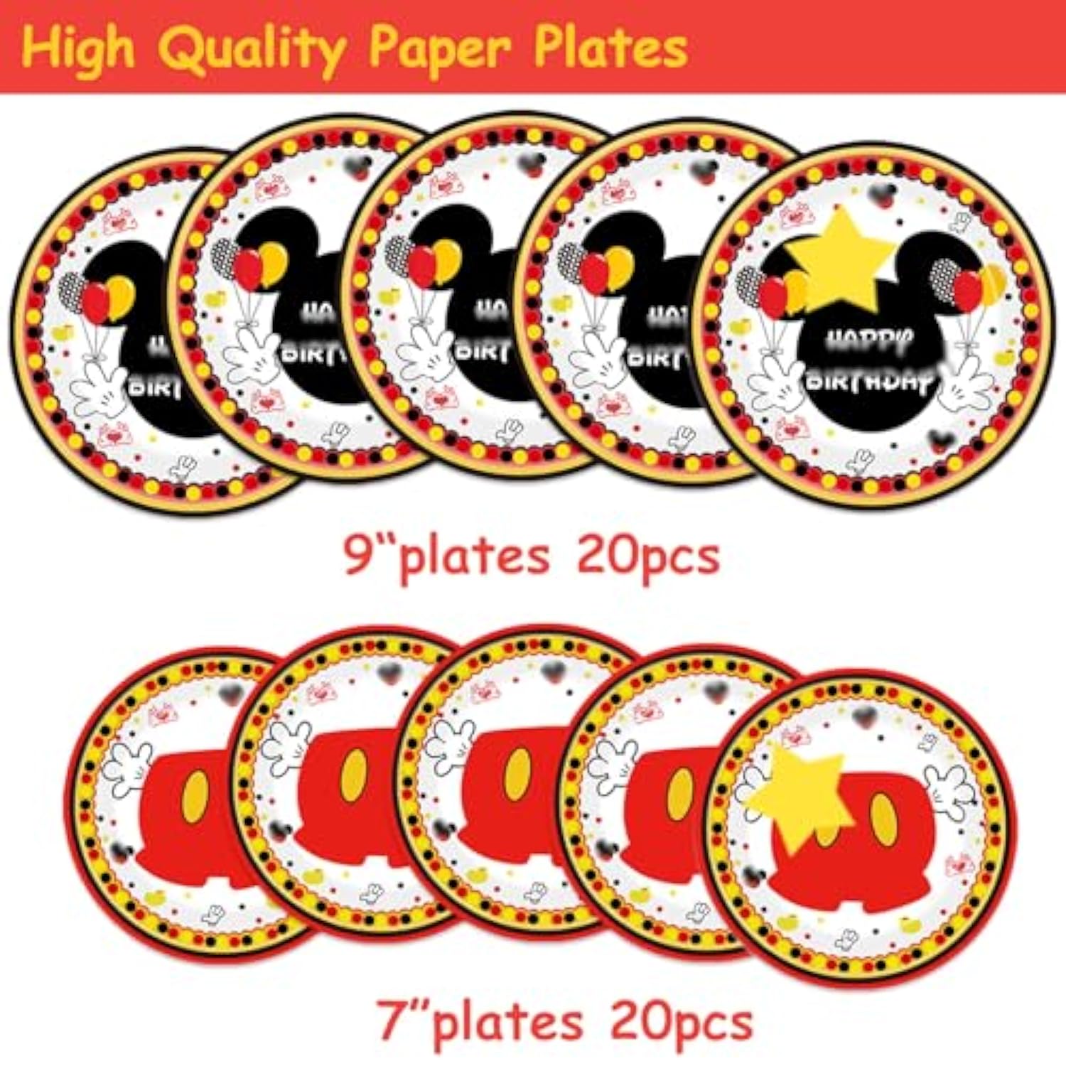 80 Pcs Red Cartoon Birthday Party Plates, Happy Birthday Dessert Plates Napkins Forks Tableware Kit For Boys 1St 2Nd 3Rd 4Th 5Th 6Th Bday Party Decorations Supplies (20 Guests)