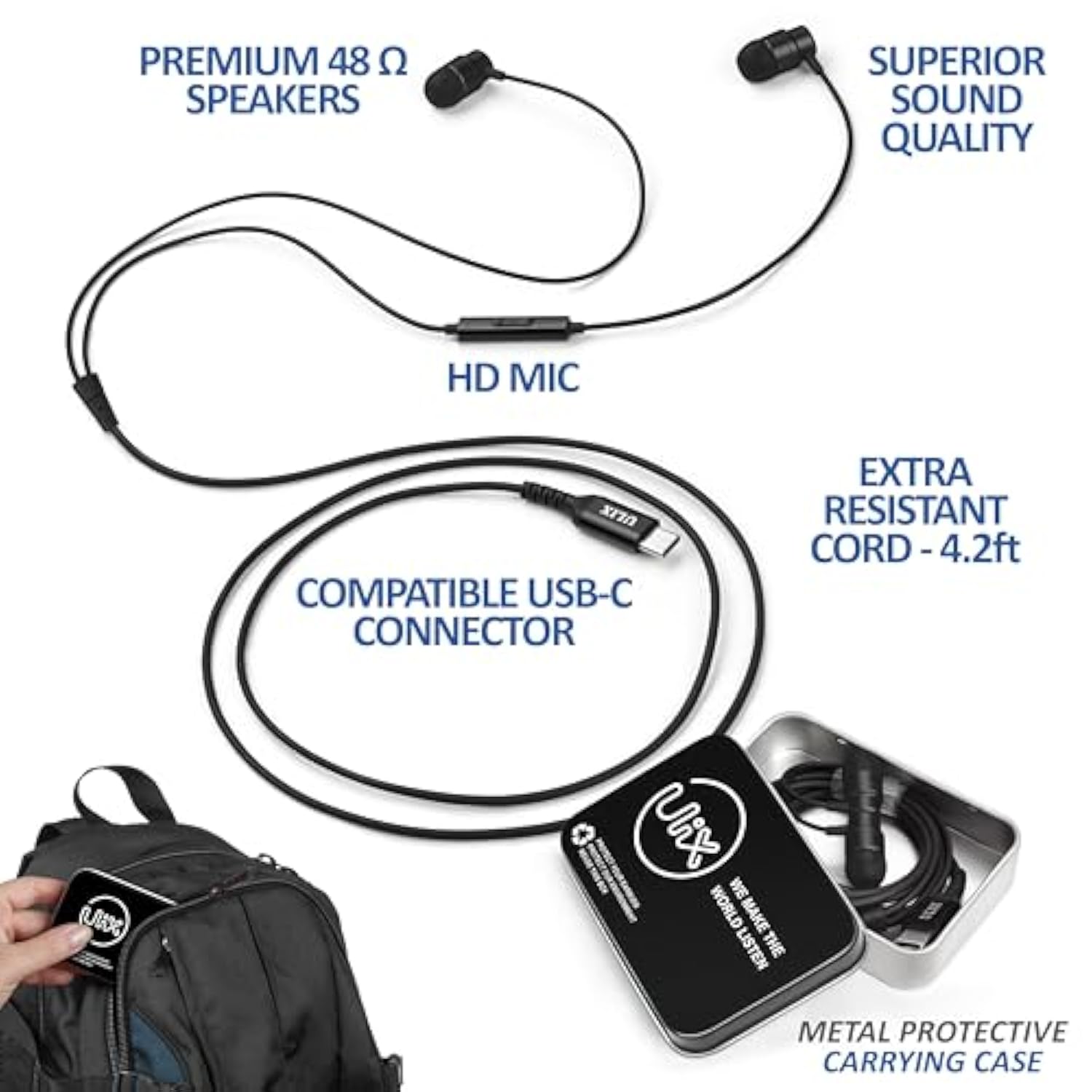 Rider Usb C Headphones, 5 Years Warranty, Magnetic Usb-C Earbuds For Iphone 15
