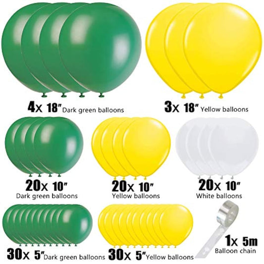 Retro Green Yellow Balloon Garland Arch Kit, 18 Inch,10 Inch, 5 Inch G