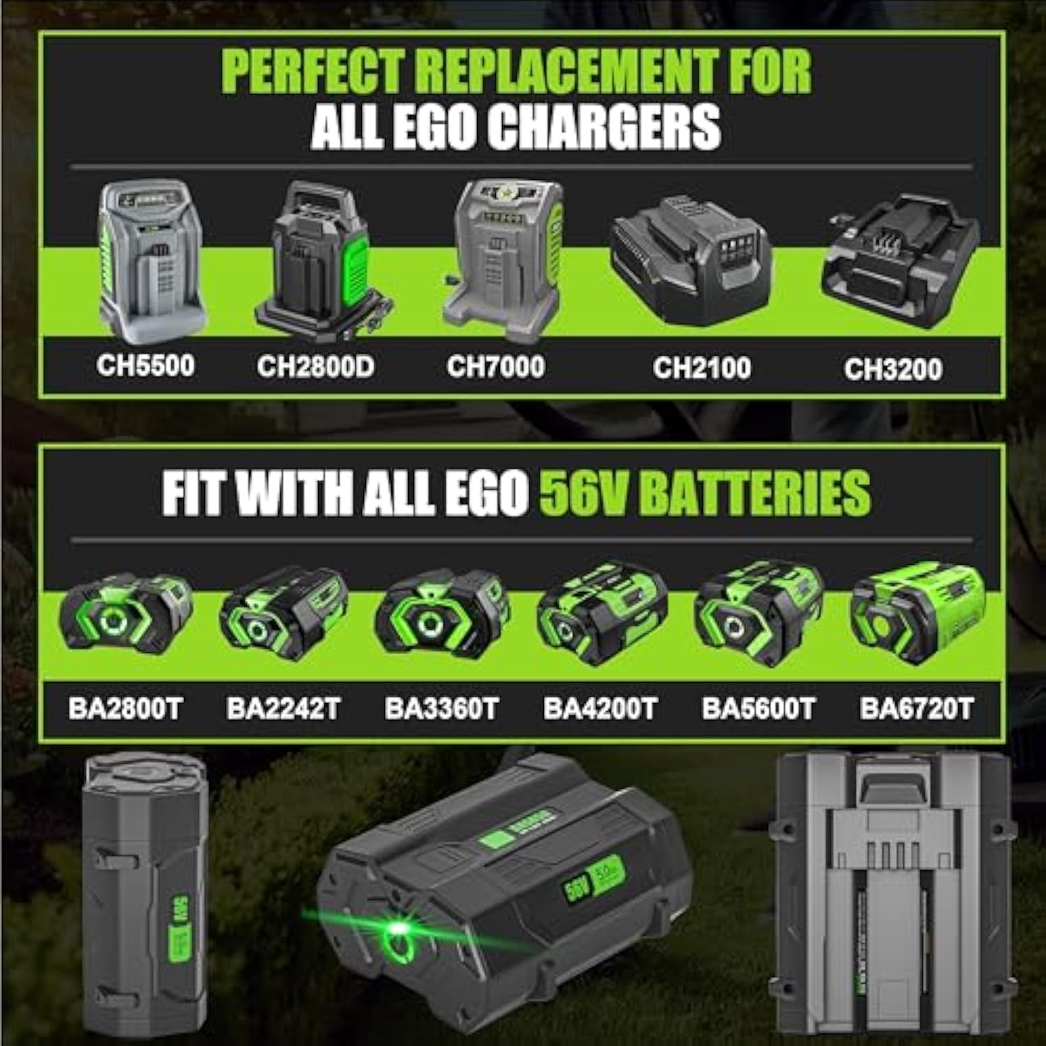 Replacement For Ego 56V 5.0Ah Battery Ba2800 Ba4200 Ba1400 Battery, Compatible With All 56V Ego Power Tools Cs1604 Cs1804 Cs1403 Ht2400 Lb6504 Lb5804 Lb6500 Lb4800 Ph1400 Tools